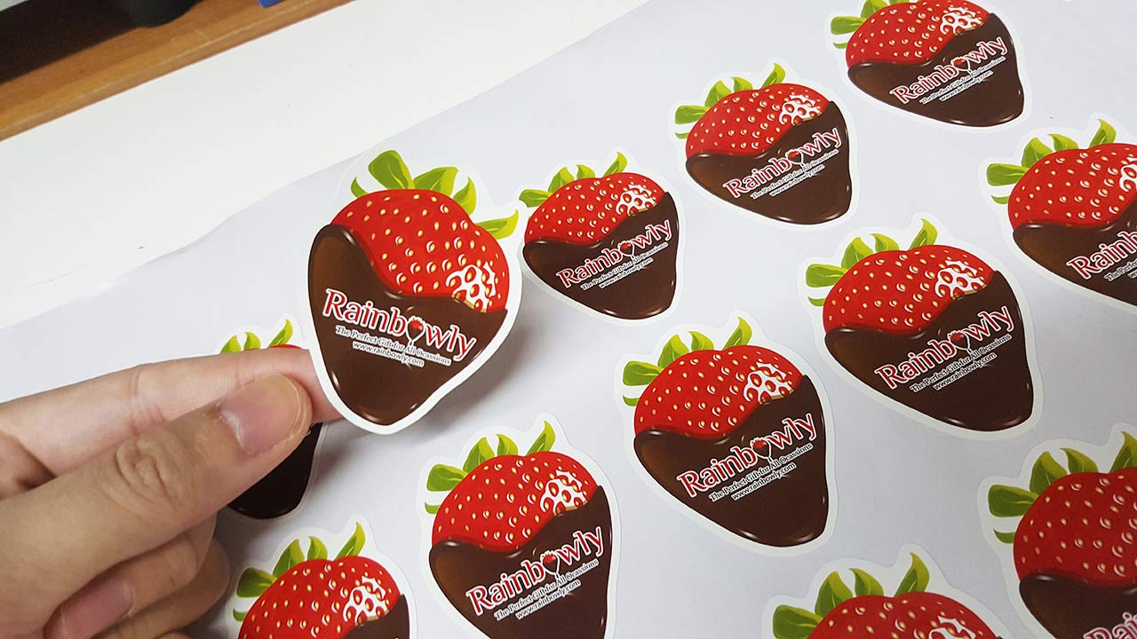 Mirrorkote stickers, custom-shape, for food product