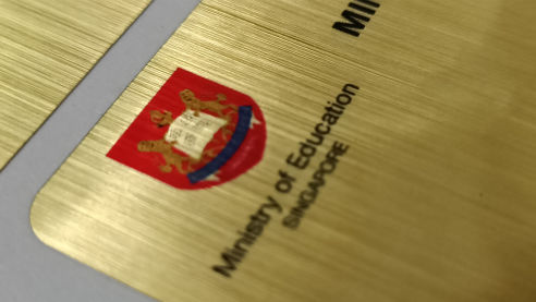 Gold Foil PVC sticker with colour printing for MOE