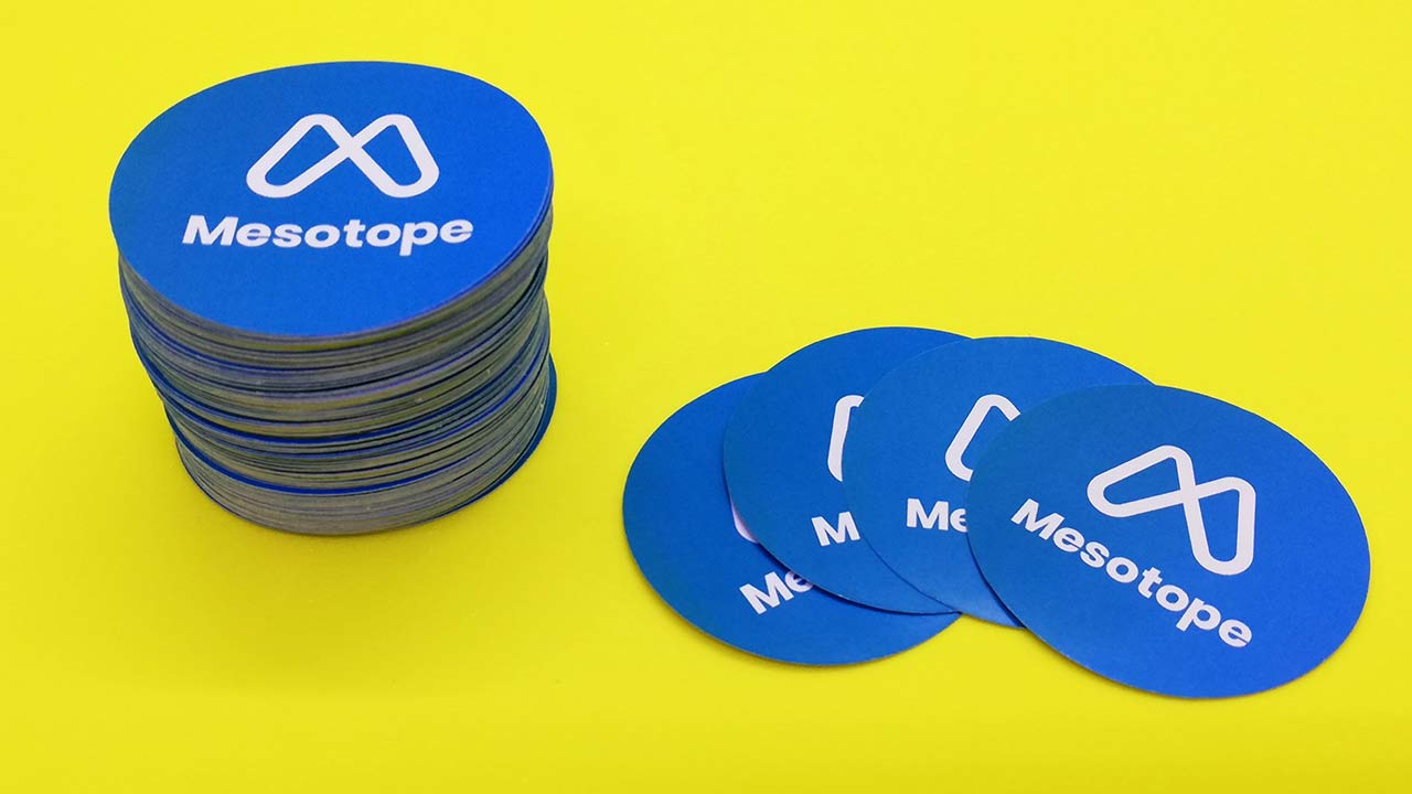Mirrorkote stickers, round shape, die-cut