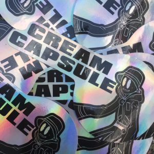 Custom-shape Stickers, Holographic PVC Sticker Material, Cream Capsule, Die-cut