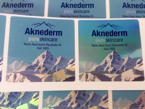 Rounded Square Shape Stickers, Holographic PVC Sticker Material, White Ink Printing, Aknederm, Kiss-cut on sheet