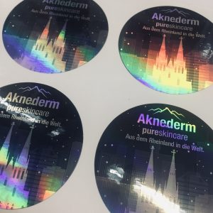 Round Shape Stickers, Holographic PVC Sticker Material, Aknederm, Kiss-cut on sheet