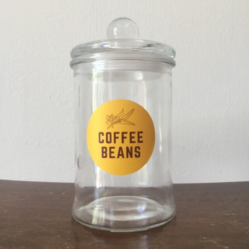 Round Shape Stickers, Sand Gold Paper Sticker Material, on glass jar