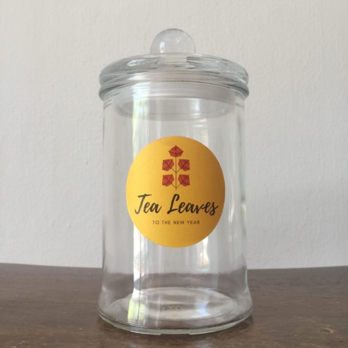 Round Shape Stickers, Sand Gold Paper Sticker Material, on glass jar