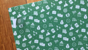 Washi Paper Sticker Material, green & white patterns, Kiss-cut on sheet