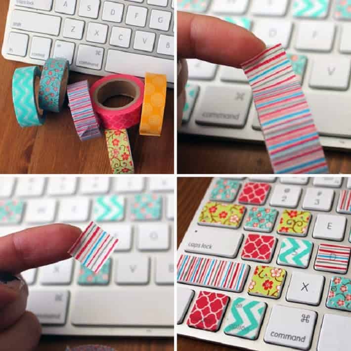 Example of Washi Paper Sticker Material, decoration of keyboard, CRN