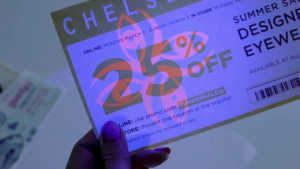 Example of Invisible Red Security Printing, Coupons Under UV Light, CRN