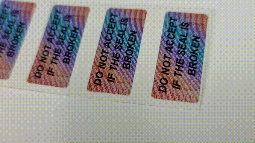 Invisible Red Security Printing, on seal stickers (Note: we do not have anti-tamper sticker material)