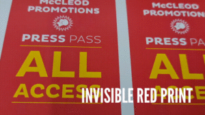 All Access Pass under UV Light, Invisible Red Security Printing,