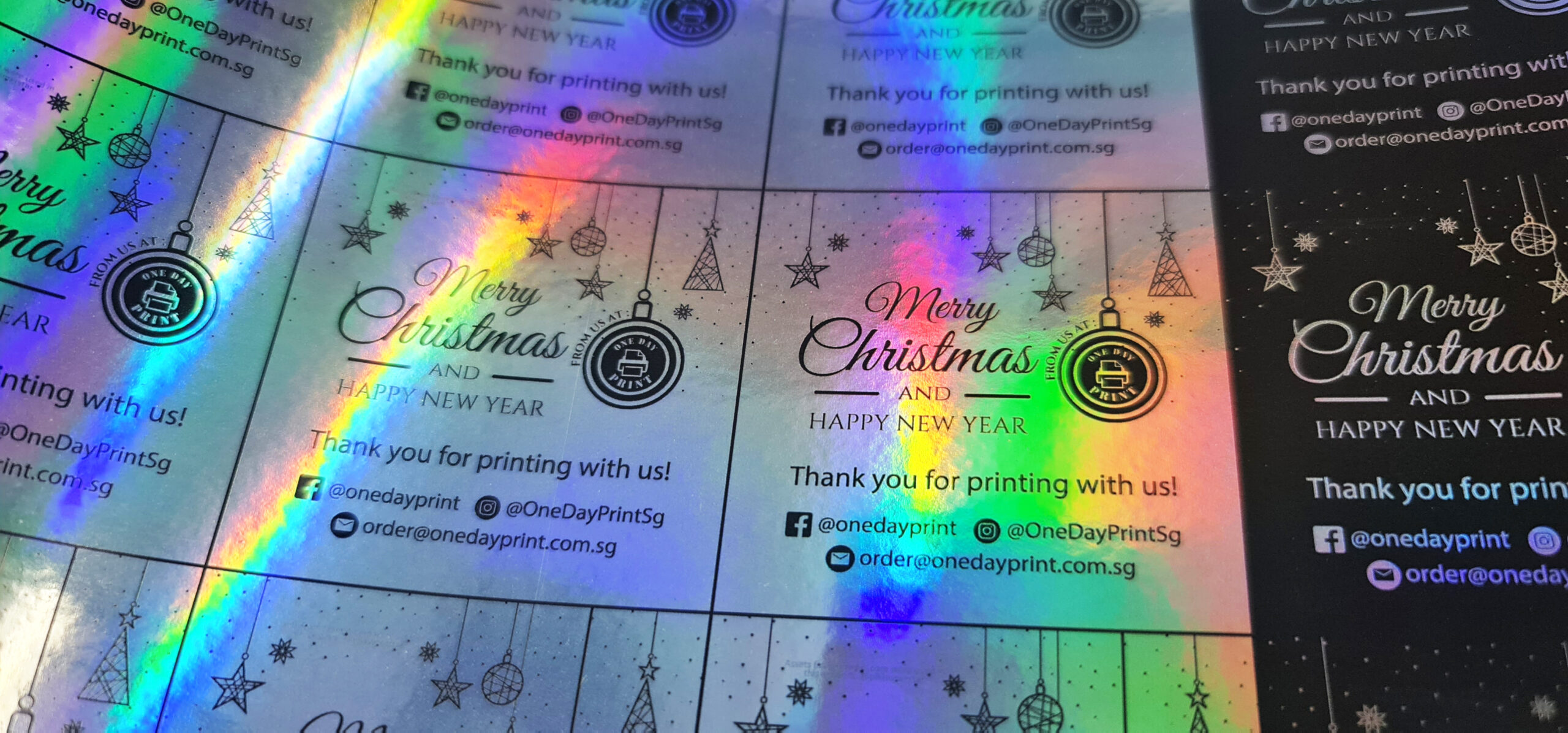 Holographic Sticker Material, Merry Christmas from OneDayPrint, Christmas stickers