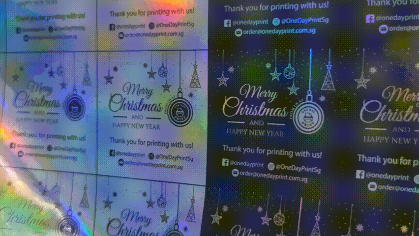 Holographic Sticker Material, Merry Christmas from OneDayPrint, Christmas Stickers