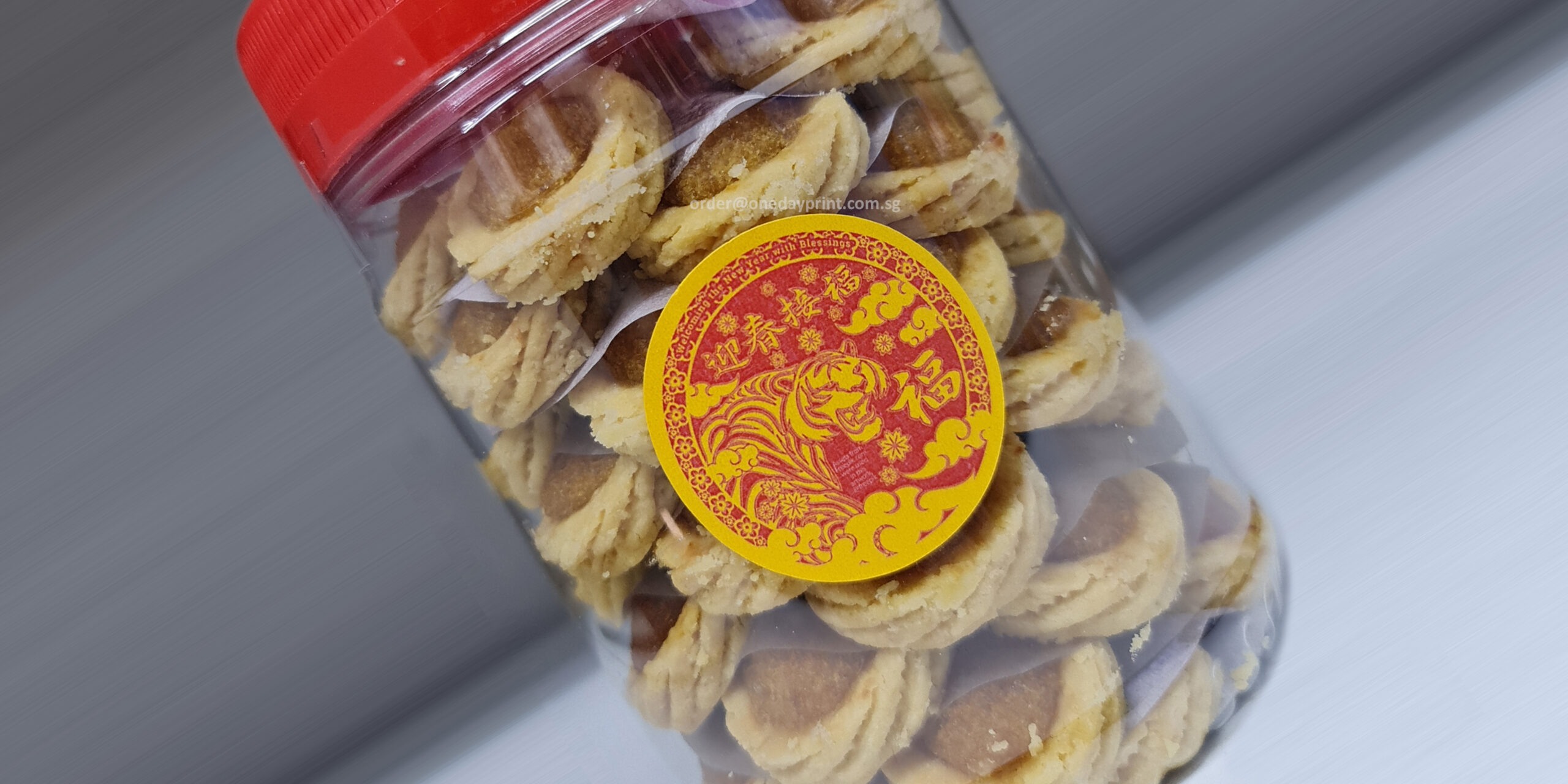 Round Shape Stickers, Sand Gold Paper Sticker Material, goes well with Pineapple tarts for CNY!