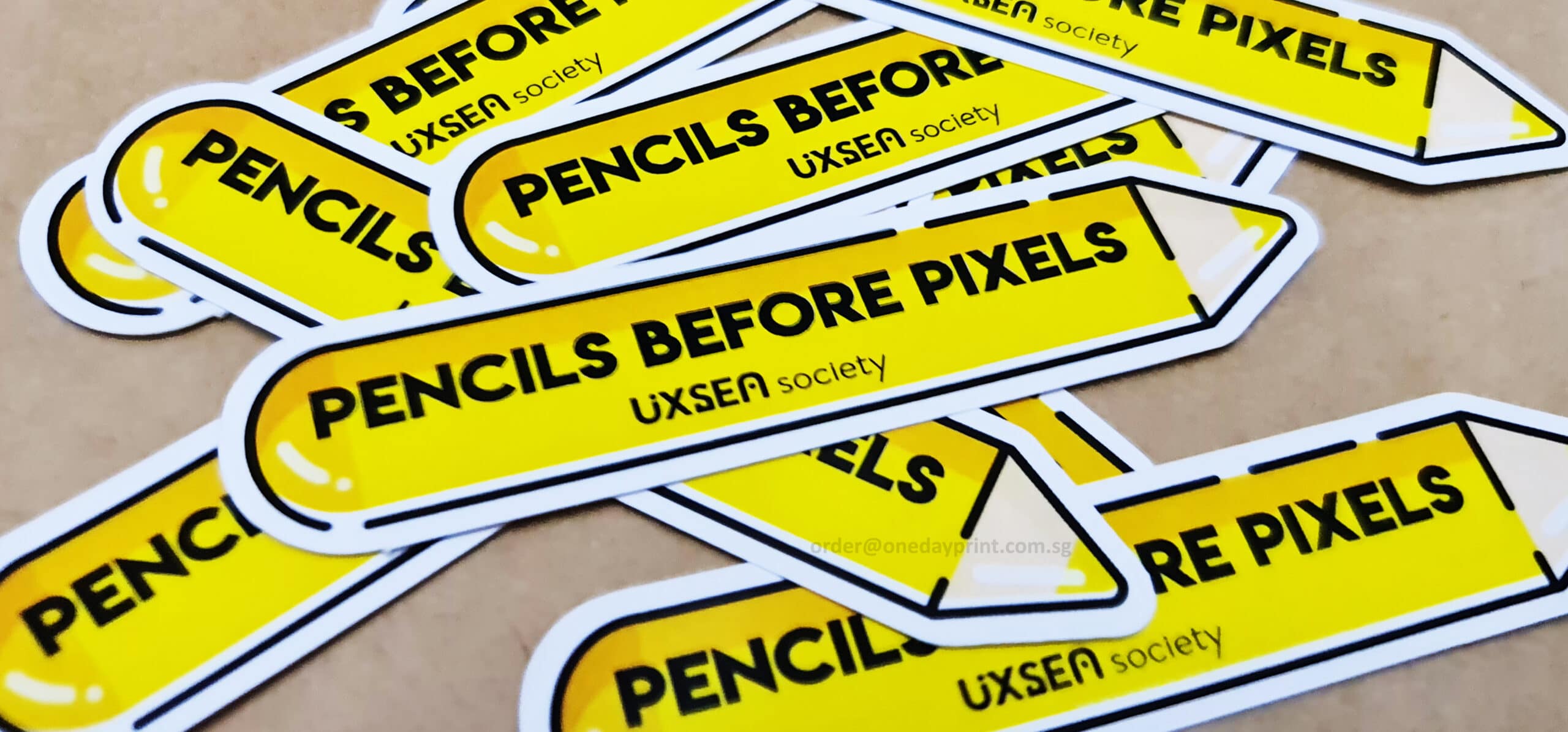 Pencil Shape Stickers, Synthetic Sticker Material, Die-cut