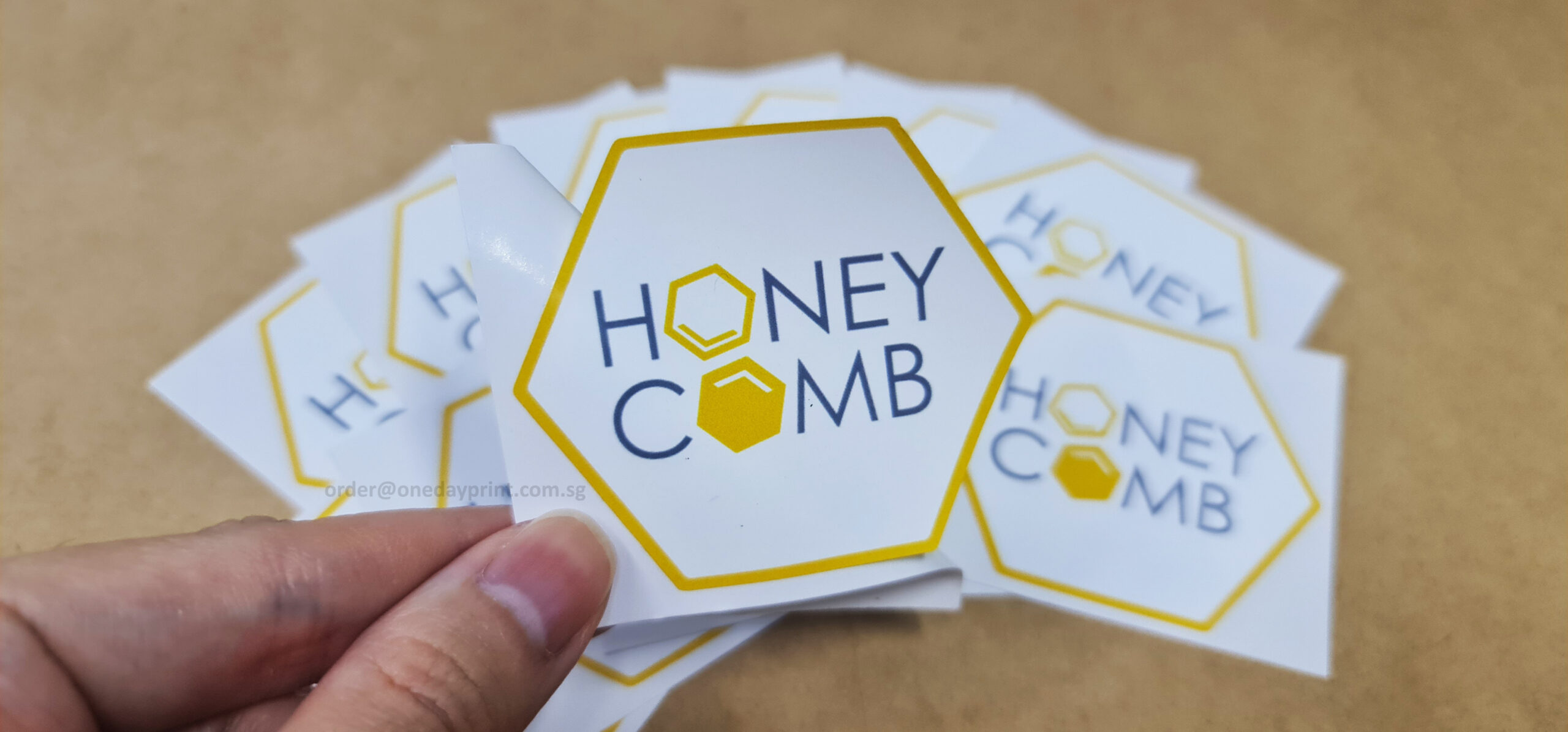 Hexagon Shape Stickers, Synthetic Sticker Material, Individual-cut