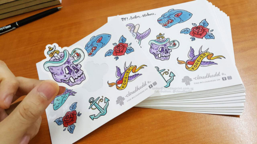 Custom Sticker Sets, Synthetic Sticker Material. Printed in Singapore