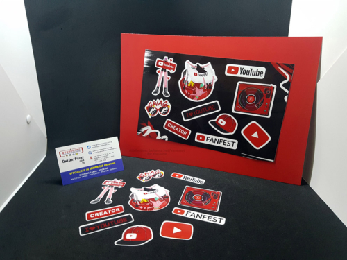 Custom Sticker Sets, PVC (White) Sticker Material, YouTube. Printed in Singapore