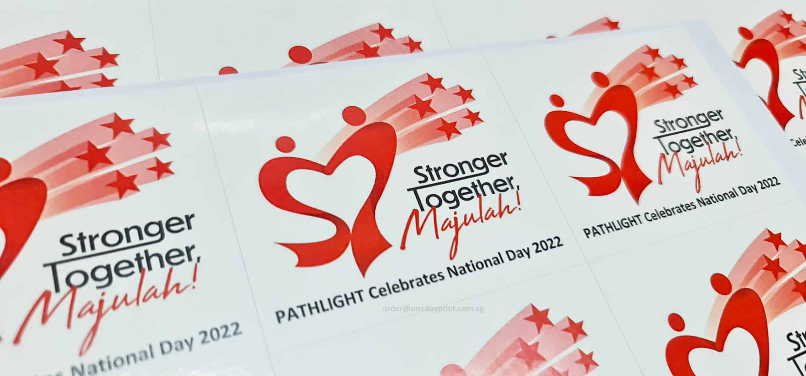 Rectangle Shape Stickers, Mirrorkote Sticker Material, Stronger Together, Majulah! PATHLIGHT celebrates National Day 2022, Kiss-cut on sheet