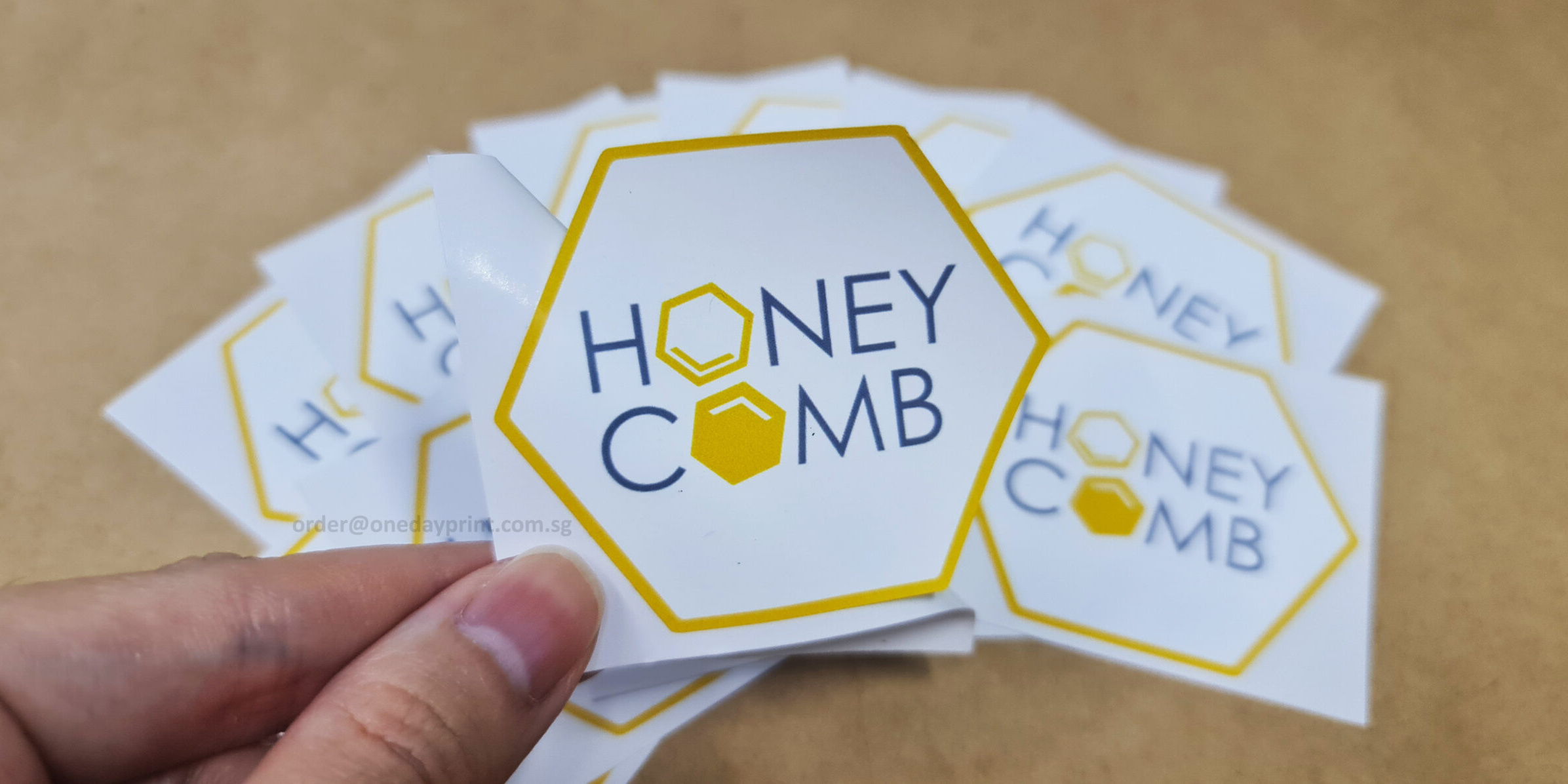 Hexagon Shape Stickers, Synthetic Sticker Material, Individual-cut