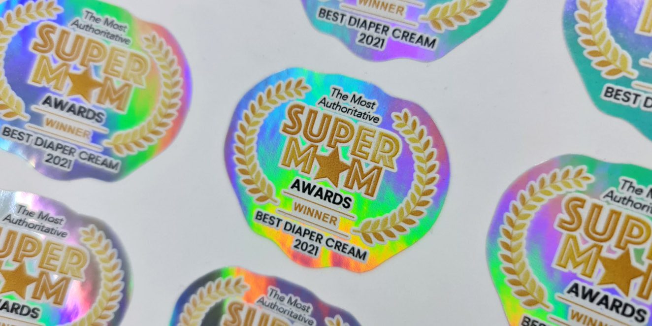 Custom-shape Stickers, Holographic Material with White Underlay Printing, premium look, Kiss-cut on sheet