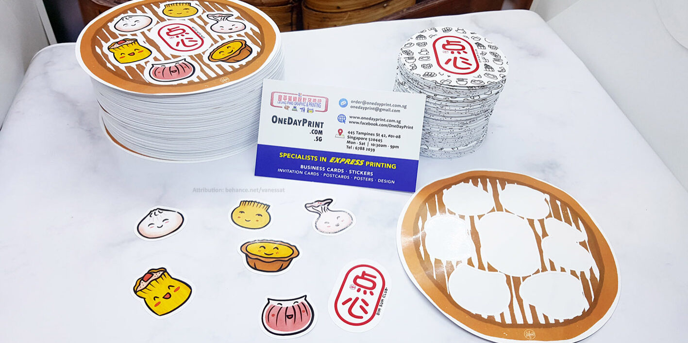 Custom Sticker Sets, Synthetic Sticker Material, Dim Sum Club. Printed in Singapore
