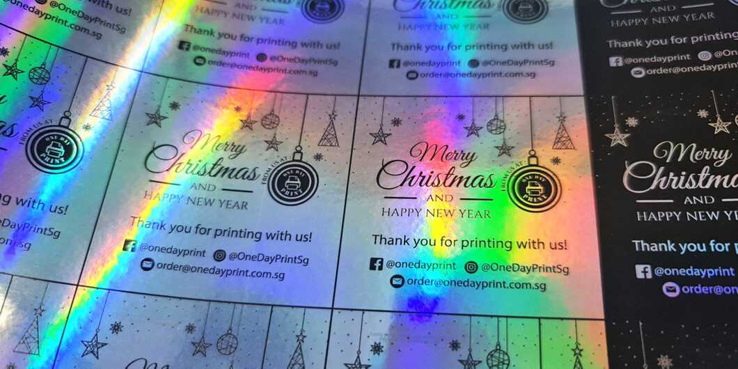 Holographic Sticker Material, Merry Christmas from OneDayPrint, Christmas stickers