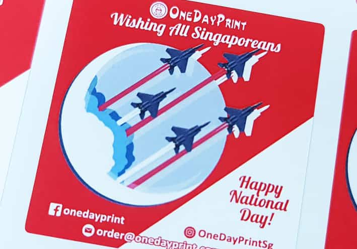 Rounded Square Shape Stickers, Synthetic Sticker Material, Happy National Day to all Singaporeans, Kiss-cut on sheet