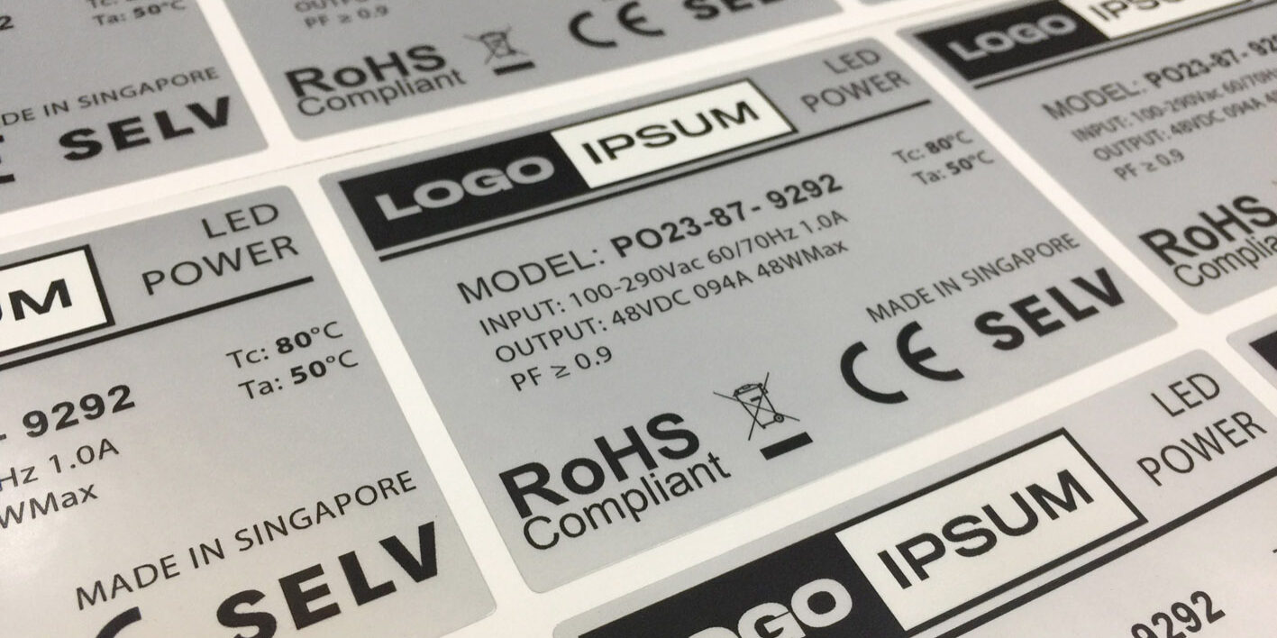 Rounded Rectangle Shape Stickers, Silver Foil Synthetic Sticker Material, White Ink Printing, no-lay, Kiss-cut on sheet