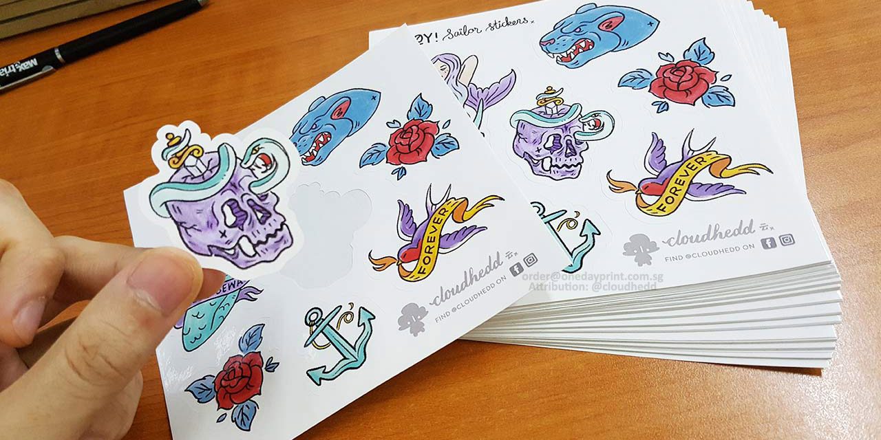 Custom Sticker Sets, Synthetic Sticker Material. Printed in Singapore